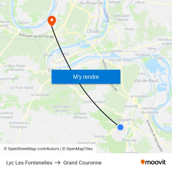 Lyc Les Fontenelles to Grand Couronne map