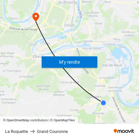 La Roquette to Grand Couronne map