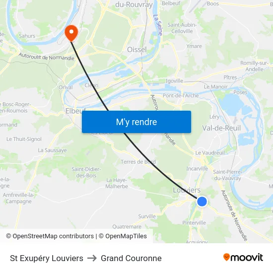 St Exupéry Louviers to Grand Couronne map