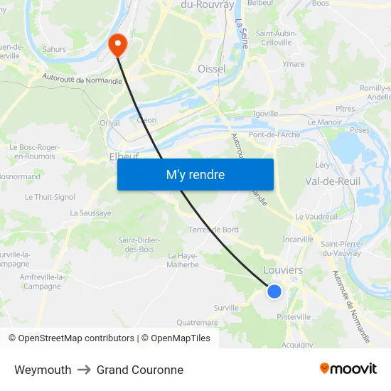 Weymouth to Grand Couronne map