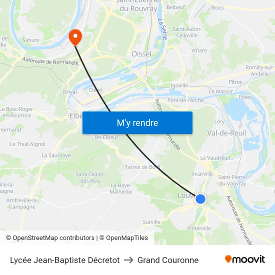 Lycée Jean-Baptiste Décretot to Grand Couronne map