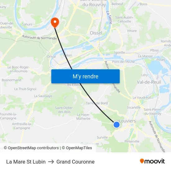 La Mare St Lubin to Grand Couronne map