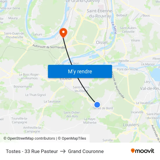 Tostes - 33 Rue Pasteur to Grand Couronne map