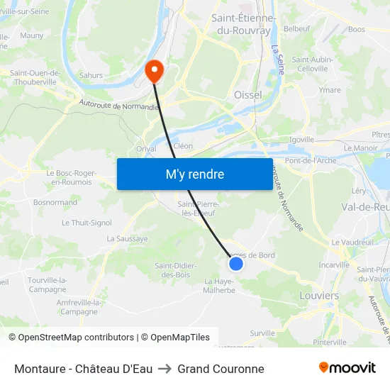 Montaure - Château D'Eau to Grand Couronne map