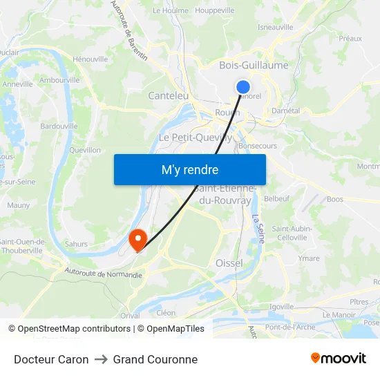 Docteur Caron to Grand Couronne map