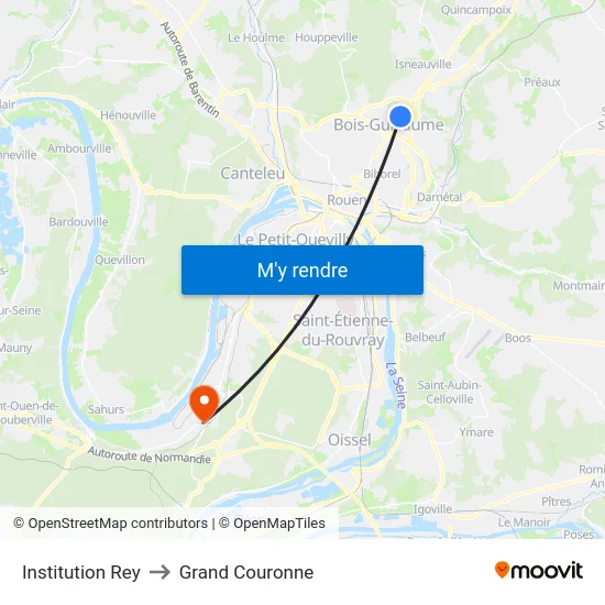 Institution Rey to Grand Couronne map