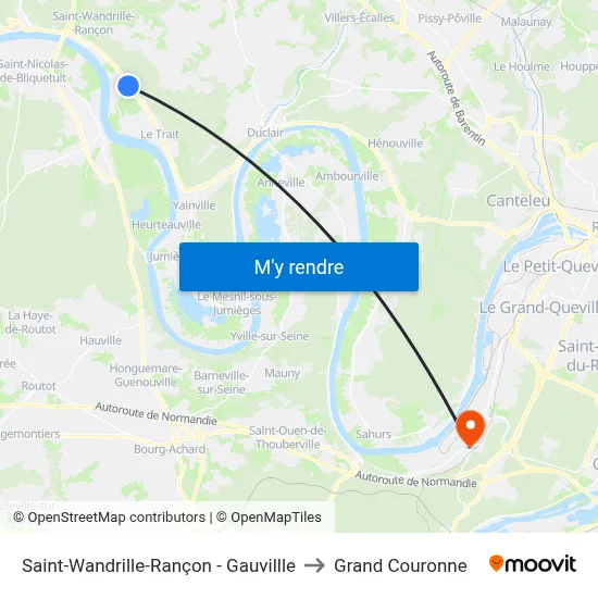 Saint-Wandrille-Rançon - Gauvillle to Grand Couronne map
