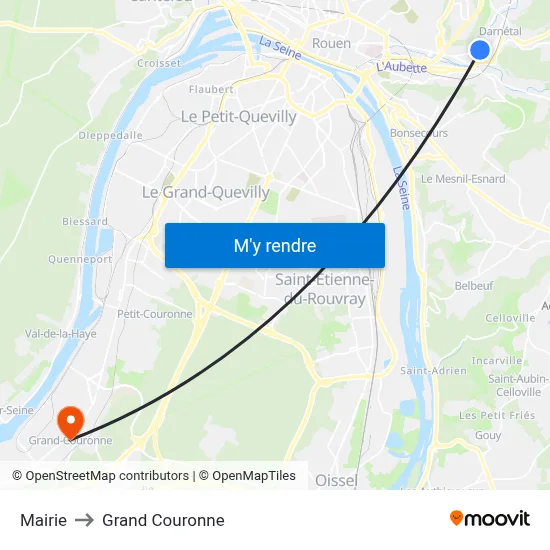 Mairie to Grand Couronne map