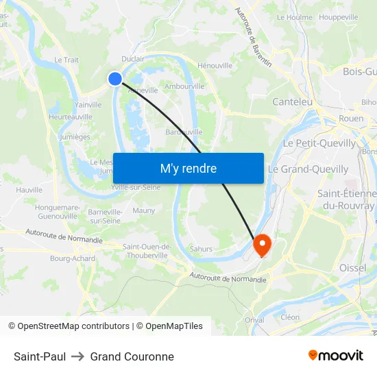 Saint-Paul to Grand Couronne map
