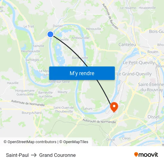 Saint-Paul to Grand Couronne map