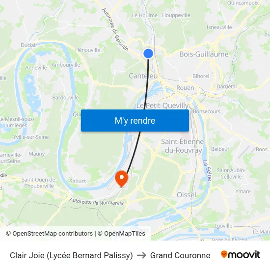 Clair Joie (Lycée Bernard Palissy) to Grand Couronne map