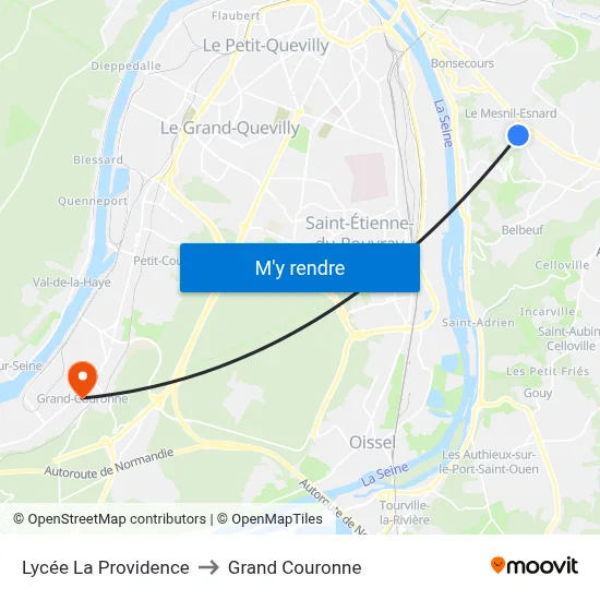 Lycée La Providence to Grand Couronne map