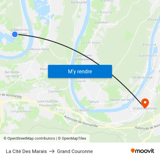 La Cité Des Marais to Grand Couronne map