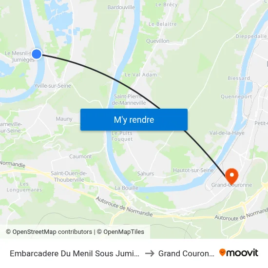 Embarcadere Du Menil Sous Jumiège to Grand Couronne map