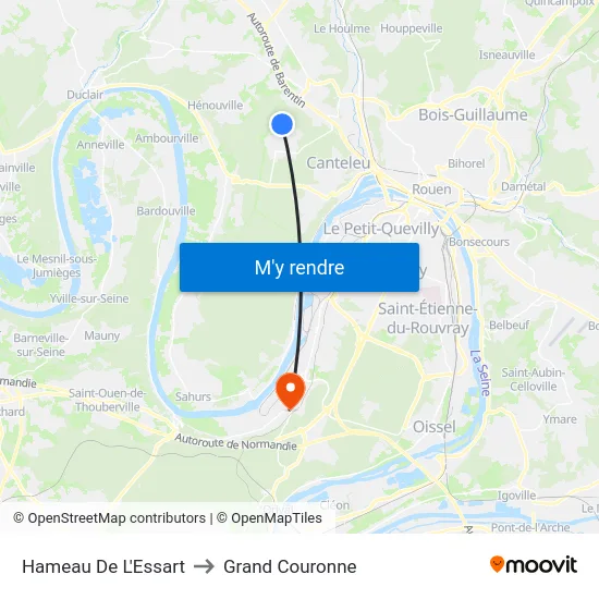 Hameau De L'Essart to Grand Couronne map