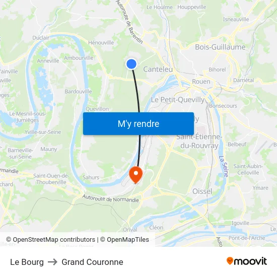 Le Bourg to Grand Couronne map