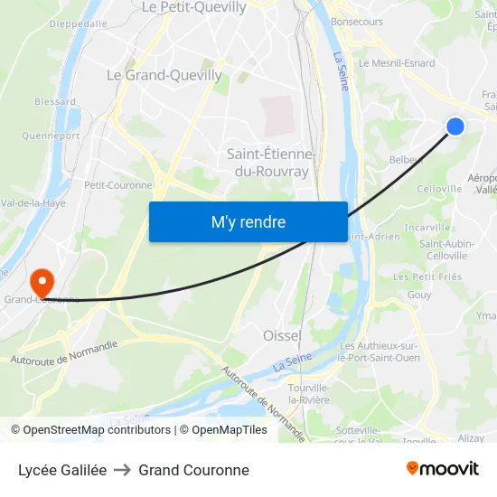 Lycée Galilée to Grand Couronne map
