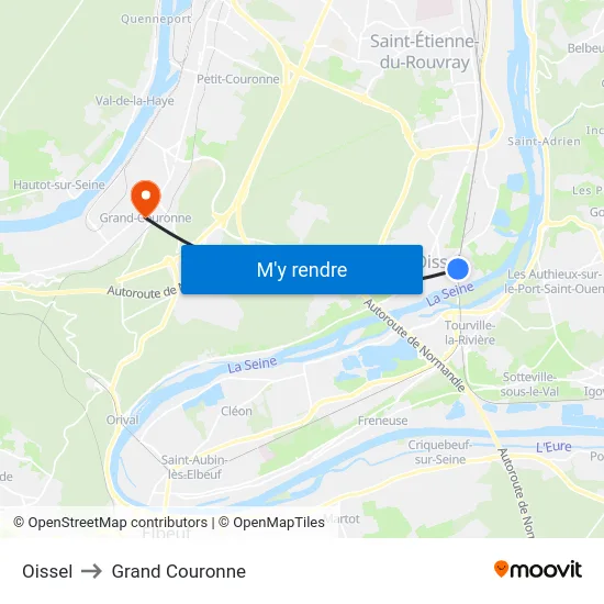 Oissel to Grand Couronne map