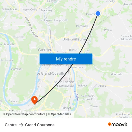 Centre to Grand Couronne map