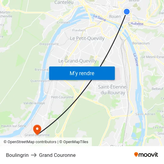 Boulingrin to Grand Couronne map