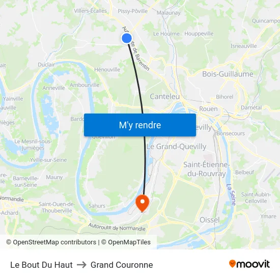Le Bout Du Haut to Grand Couronne map