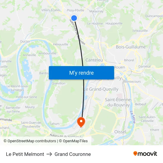 Le Petit Melmont to Grand Couronne map