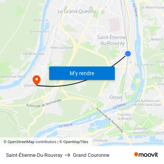 Saint-Étienne-Du-Rouvray to Grand Couronne map