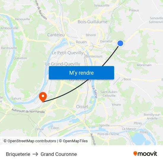 Briqueterie to Grand Couronne map
