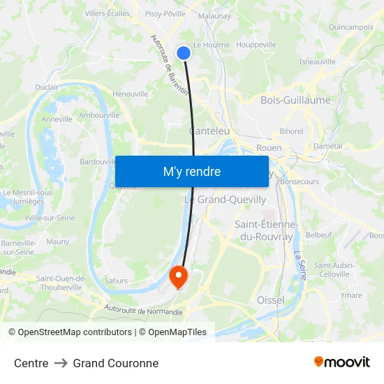 Centre to Grand Couronne map