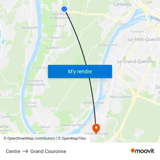 Centre to Grand Couronne map