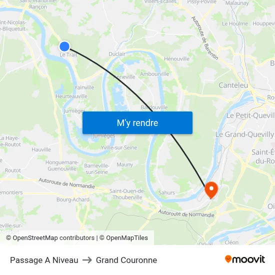 Passage A Niveau to Grand Couronne map