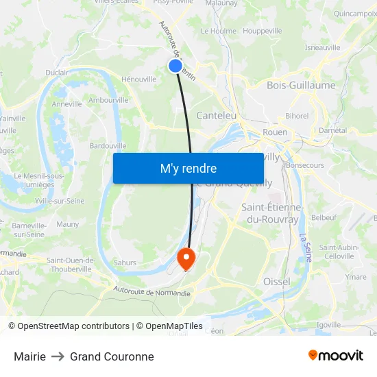 Mairie to Grand Couronne map