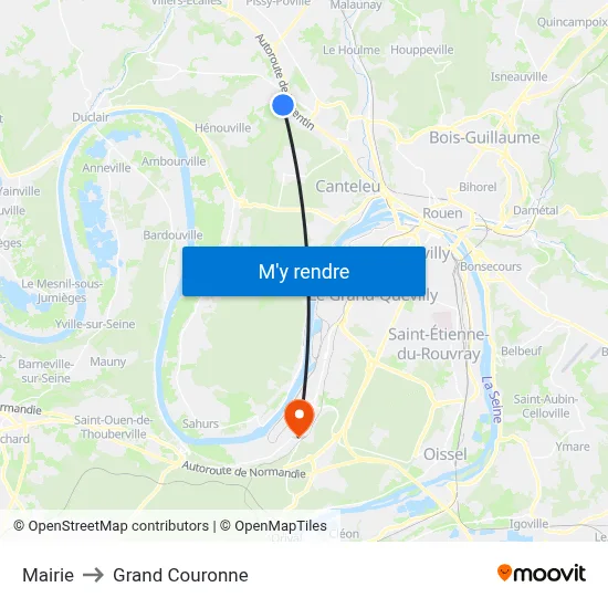 Mairie to Grand Couronne map