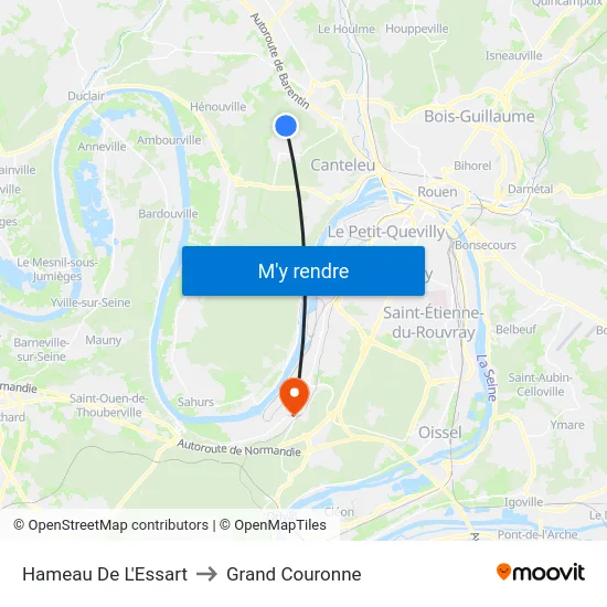 Hameau De L'Essart to Grand Couronne map