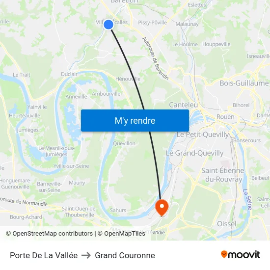 Porte De La Vallée to Grand Couronne map