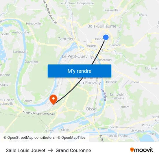 Salle Louis Jouvet to Grand Couronne map