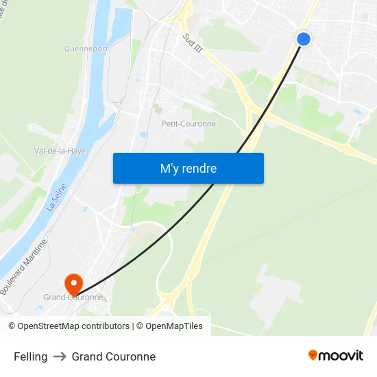 Felling to Grand Couronne map