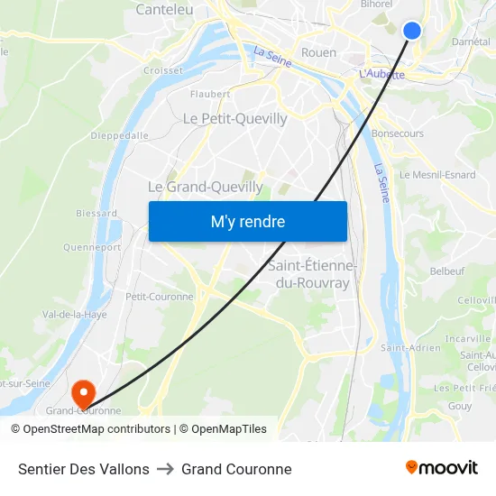 Sentier Des Vallons to Grand Couronne map