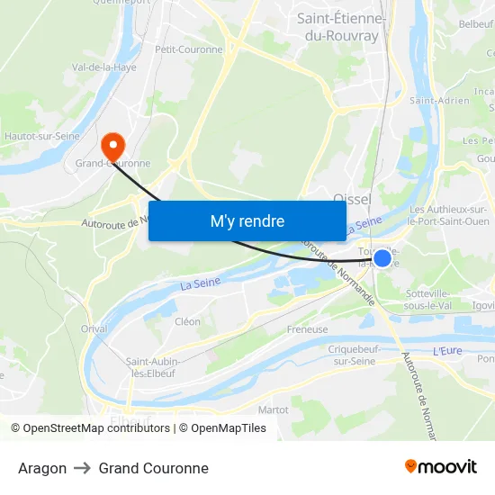 Aragon to Grand Couronne map