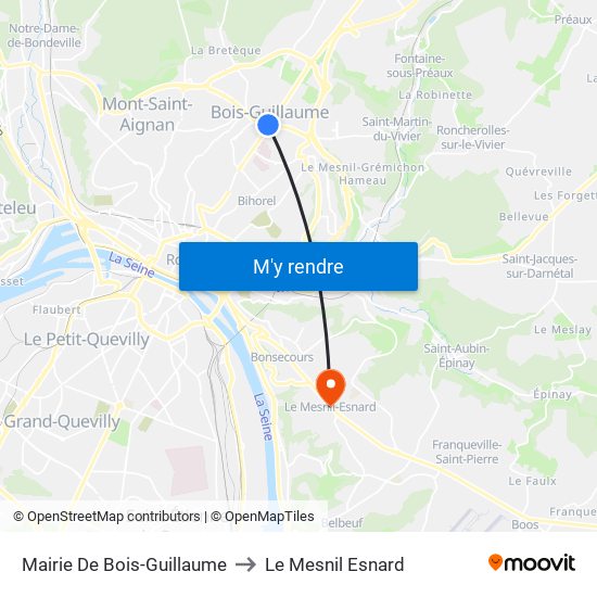 Mairie De Bois-Guillaume to Le Mesnil Esnard map
