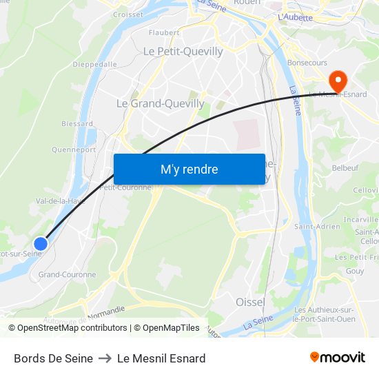 Bords De Seine to Le Mesnil Esnard map