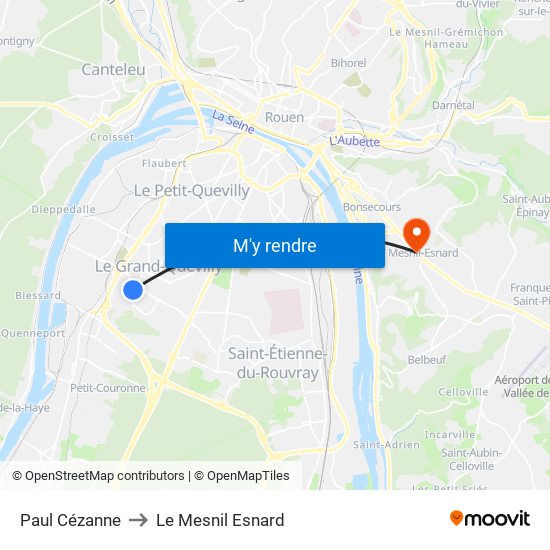 Paul Cézanne to Le Mesnil Esnard map