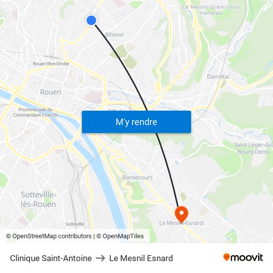 Clinique Saint-Antoine to Le Mesnil Esnard map