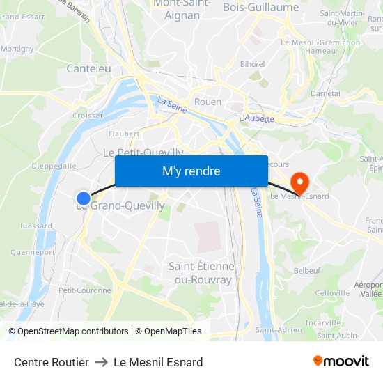 Centre Routier to Le Mesnil Esnard map