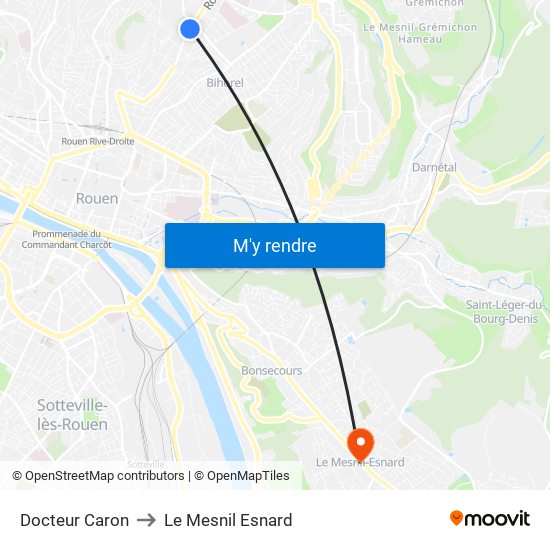 Docteur Caron to Le Mesnil Esnard map