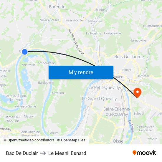 Bac De Duclair to Le Mesnil Esnard map
