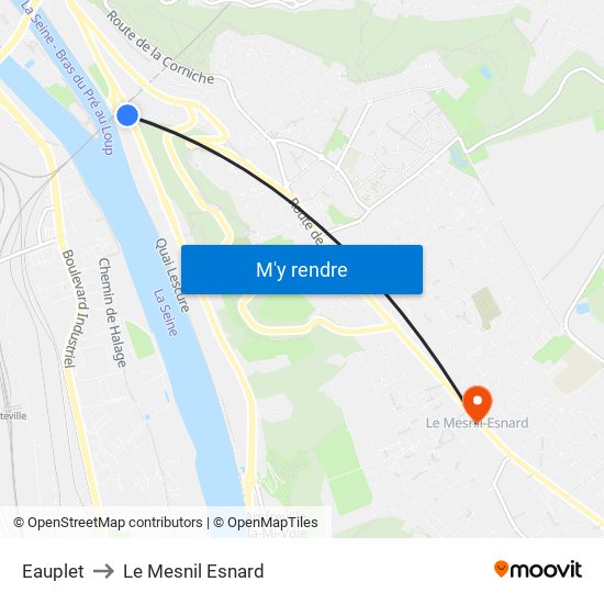 Eauplet to Le Mesnil Esnard map