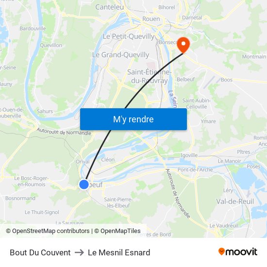 Bout Du Couvent to Le Mesnil Esnard map