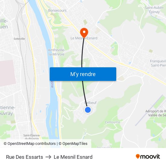 Rue Des Essarts to Le Mesnil Esnard map