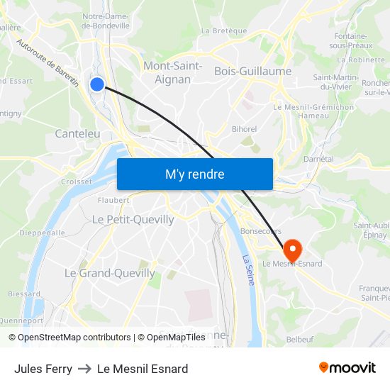 Jules Ferry to Le Mesnil Esnard map